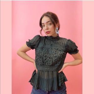Vintage Peplum Lace Top
